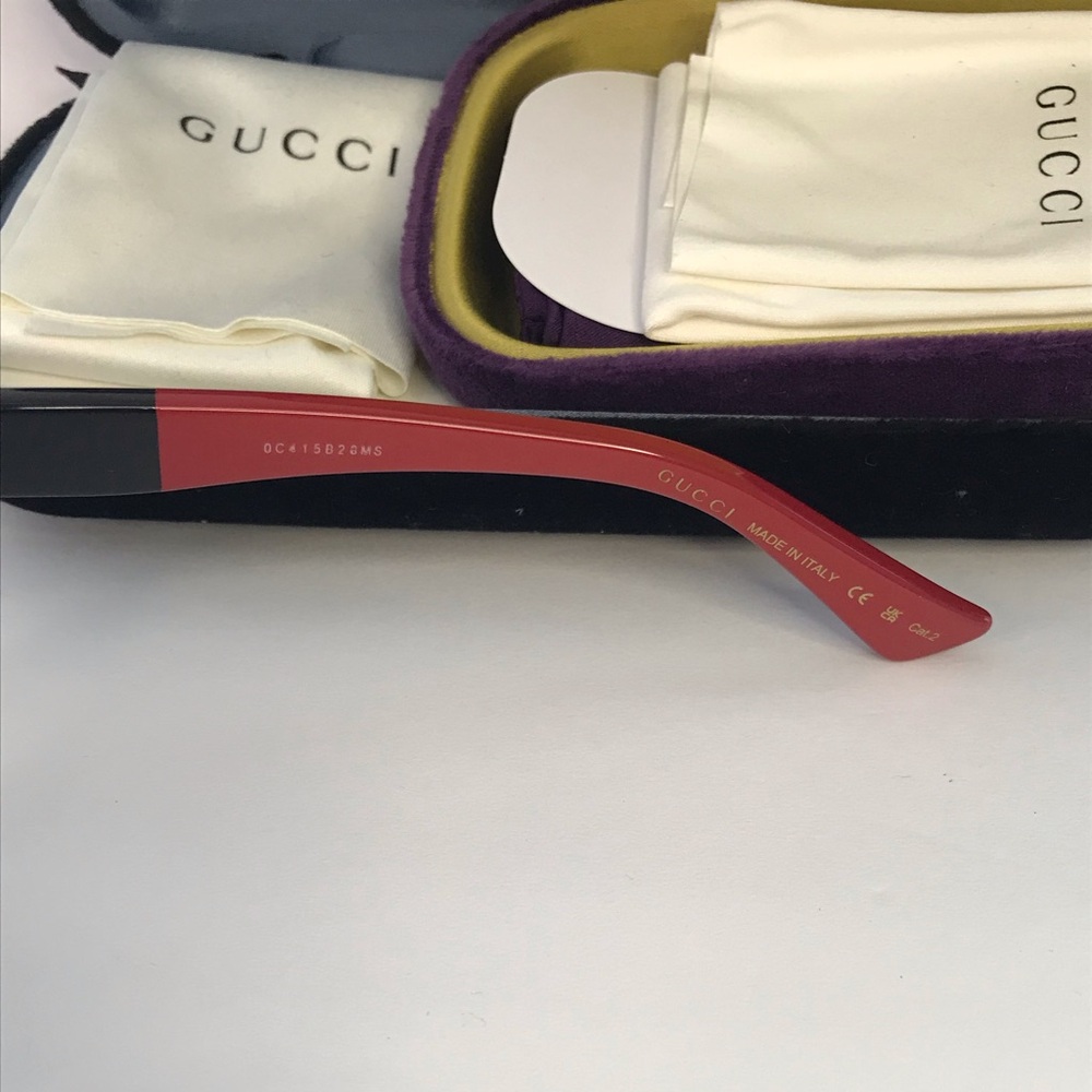 💯- New Authentic GUCCI  Cat Eye Sunglasses GG0164S Black - Picture 8 of 11